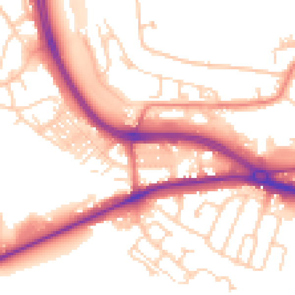 Daytime road noise heatmap for LS12 5PT