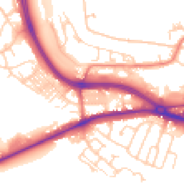 Daytime road noise heatmap for LS12 5PW