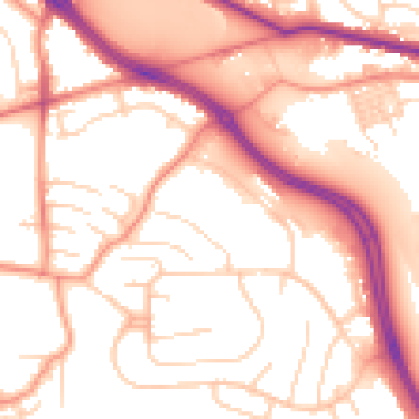 Daytime road noise heatmap for LS12 5QL