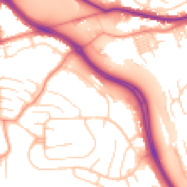 Daytime road noise heatmap for LS12 5QX
