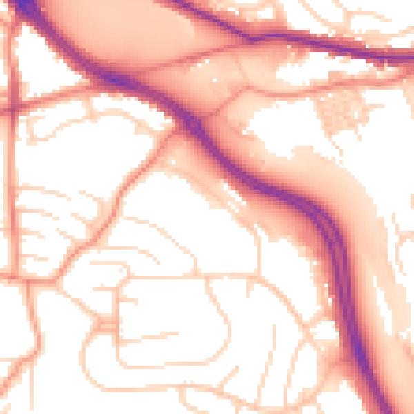 Daytime road noise heatmap for LS12 5QY