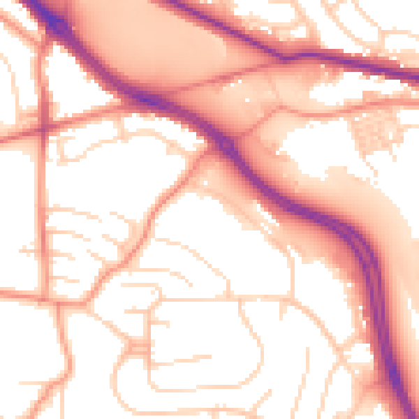 Daytime road noise heatmap for LS12 5QZ