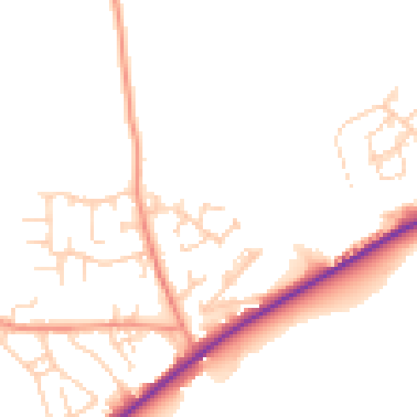 Daytime road noise heatmap for LS12 5TY