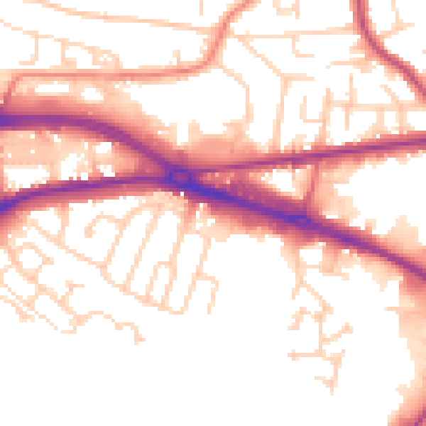 Daytime road noise heatmap for LS12 6AN