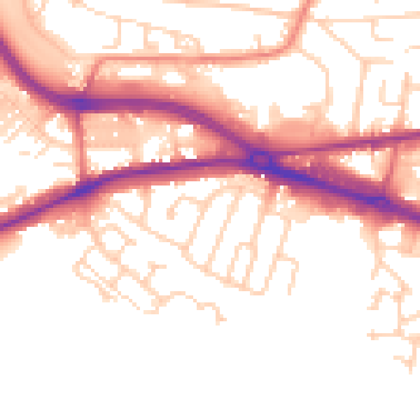 Daytime road noise heatmap for LS12 6AP