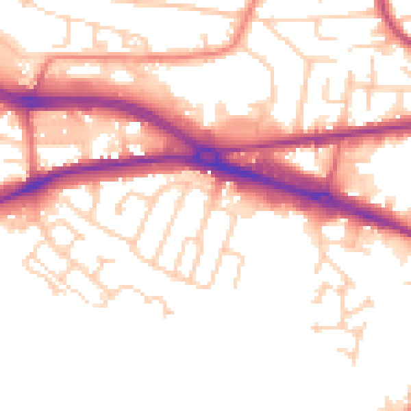 Daytime road noise heatmap for LS12 6AW