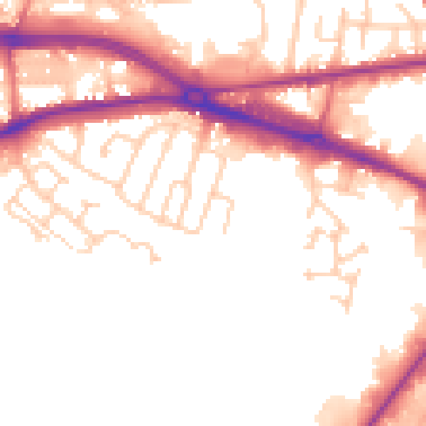 Daytime road noise heatmap for LS12 6AY