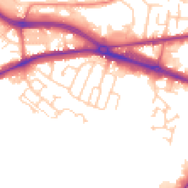 Daytime road noise heatmap for LS12 6AZ