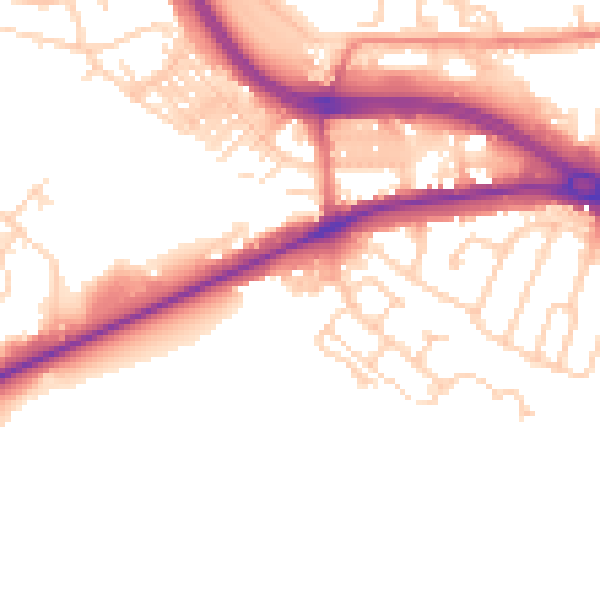 Daytime road noise heatmap for LS12 6GZ