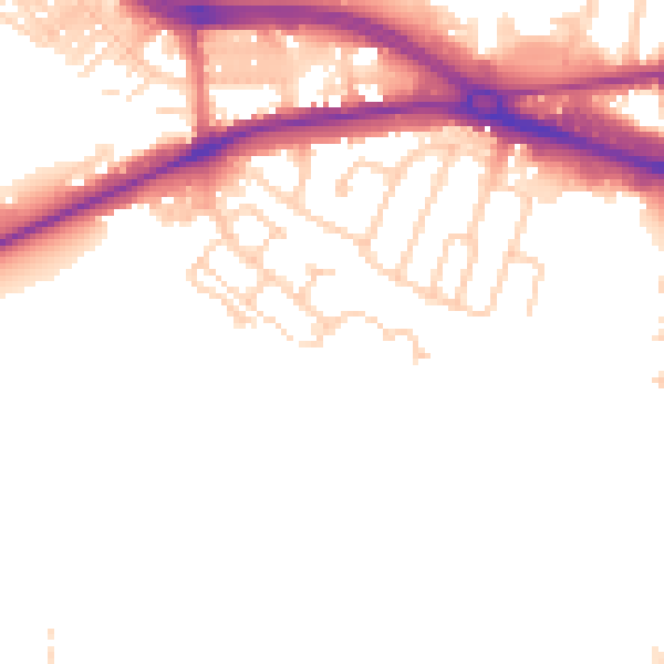 Daytime road noise heatmap for LS12 6JB