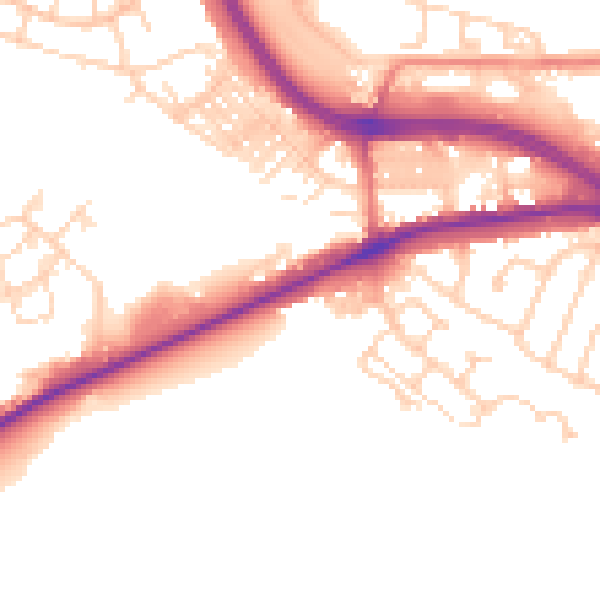 Daytime road noise heatmap for LS12 6JX