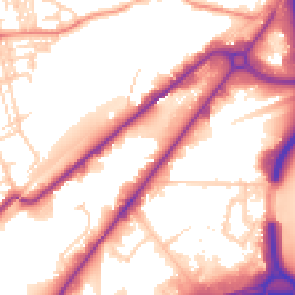 Daytime road noise heatmap for LS12 6LQ