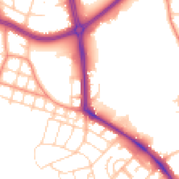 Daytime road noise heatmap for LS16 5AB