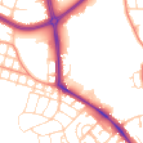 Daytime road noise heatmap for LS16 5AD