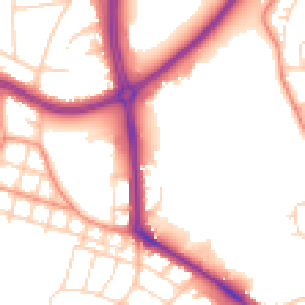 Daytime road noise heatmap for LS16 5AE