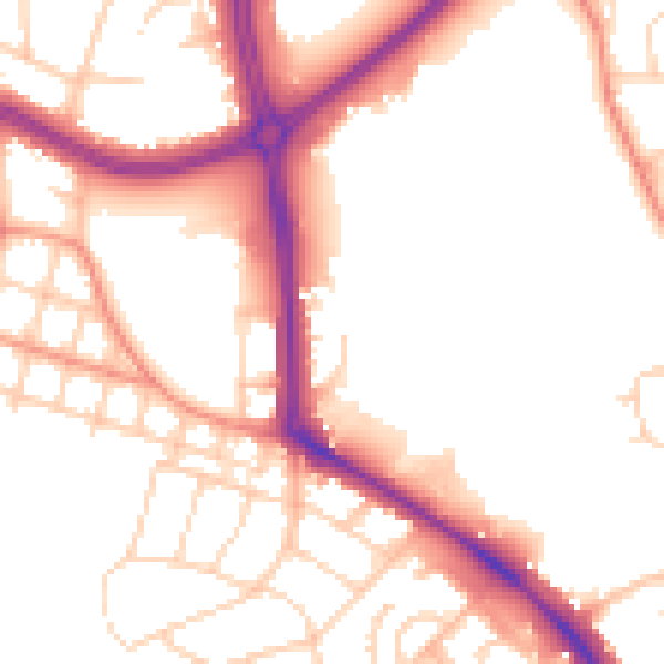 Daytime road noise heatmap for LS16 5AF