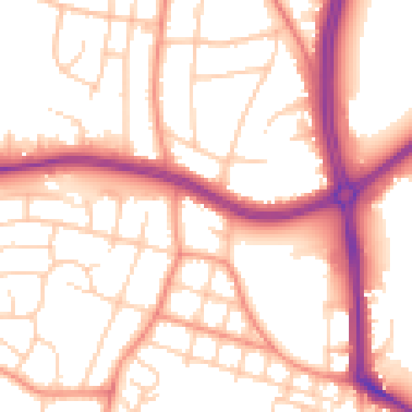 Daytime road noise heatmap for LS16 5AJ