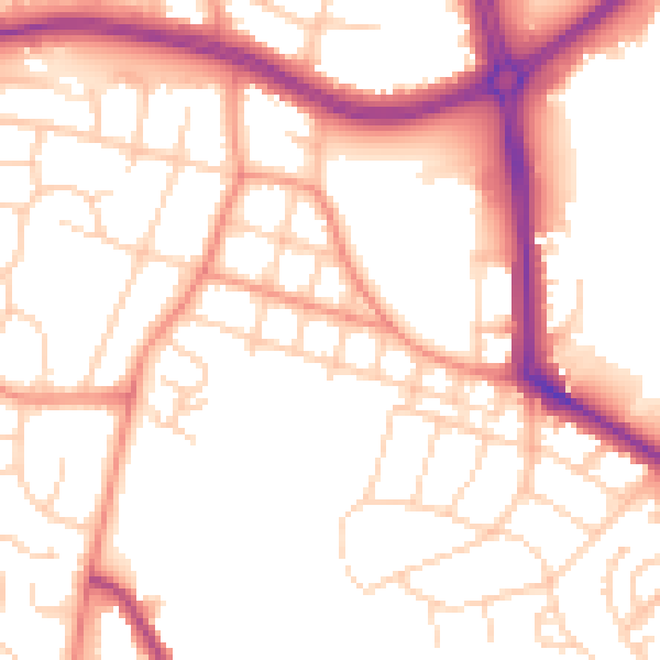 Daytime road noise heatmap for LS16 5AR