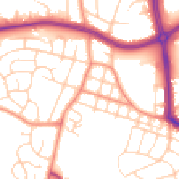 Daytime road noise heatmap for LS16 5AS