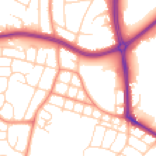 Daytime road noise heatmap for LS16 5AT