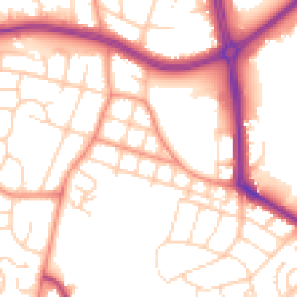 Daytime road noise heatmap for LS16 5AX