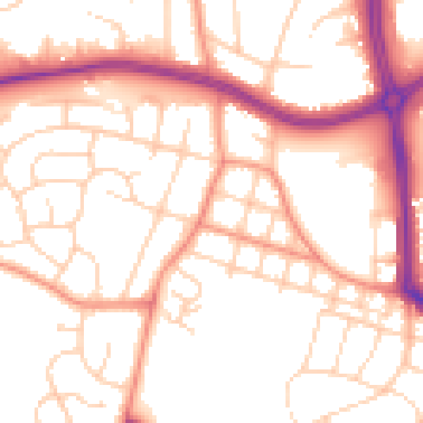 Daytime road noise heatmap for LS16 5BA