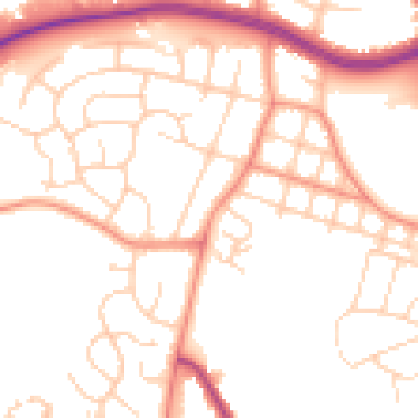 Daytime road noise heatmap for LS16 5BD