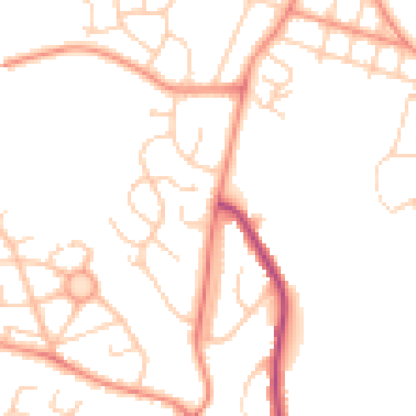 Daytime road noise heatmap for LS16 5BF