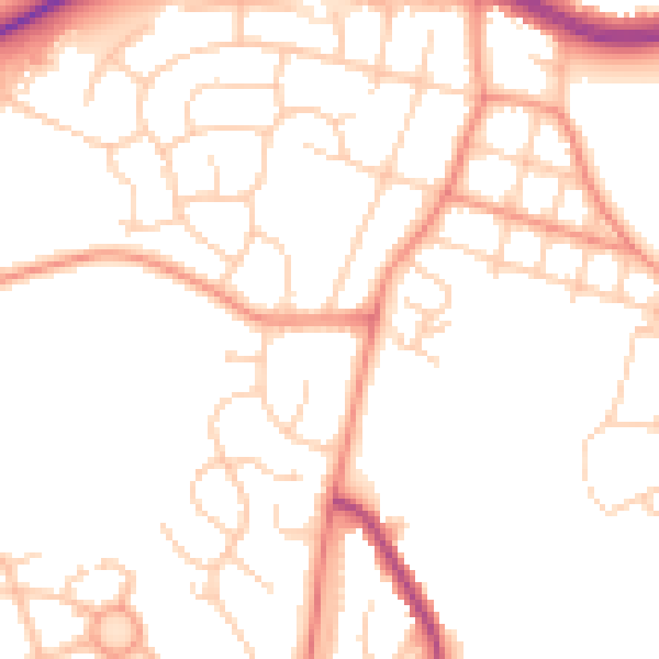 Daytime road noise heatmap for LS16 5BG