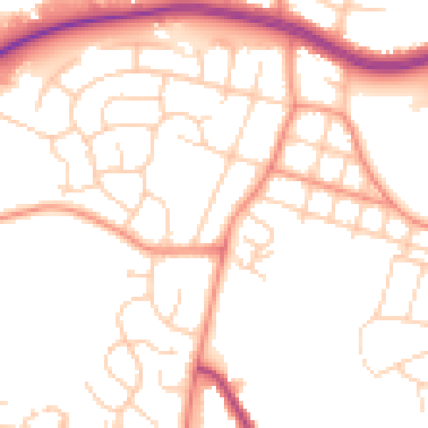 Daytime road noise heatmap for LS16 5BH