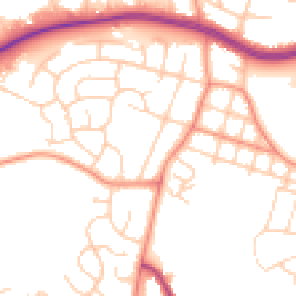 Daytime road noise heatmap for LS16 5BJ