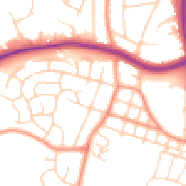 Daytime road noise heatmap for LS16 5BN