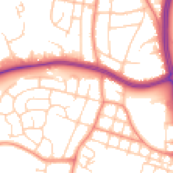 Daytime road noise heatmap for LS16 5BP