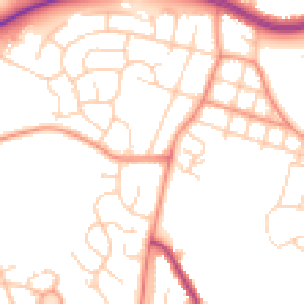 Daytime road noise heatmap for LS16 5BQ