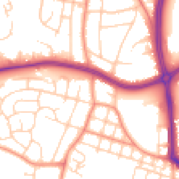 Daytime road noise heatmap for LS16 5BR