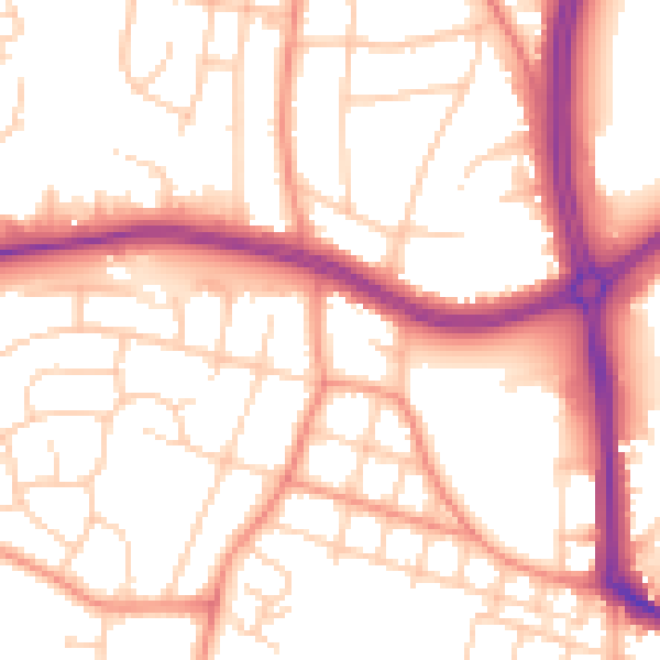 Daytime road noise heatmap for LS16 5BS