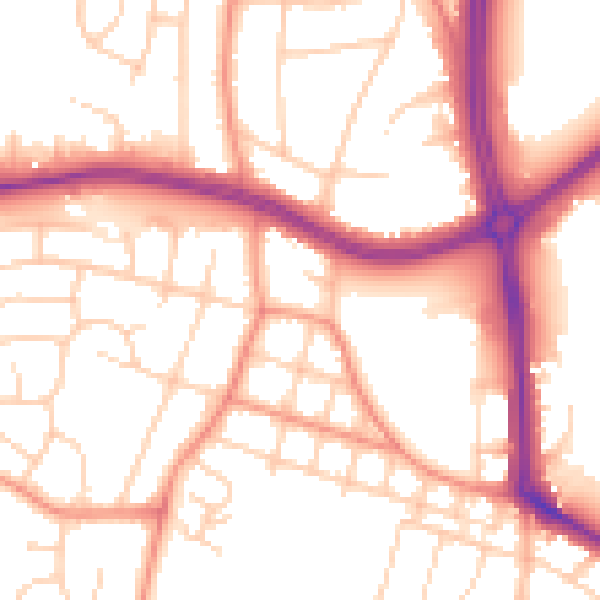 Daytime road noise heatmap for LS16 5BT
