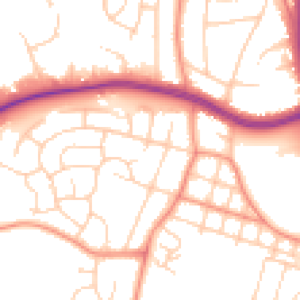 Daytime road noise heatmap for LS16 5BZ