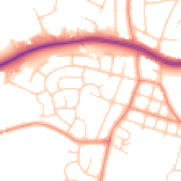 Daytime road noise heatmap for LS16 5DG