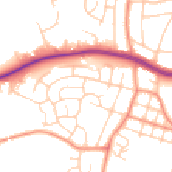 Daytime road noise heatmap for LS16 5DH
