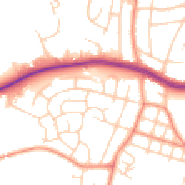 Daytime road noise heatmap for LS16 5DL
