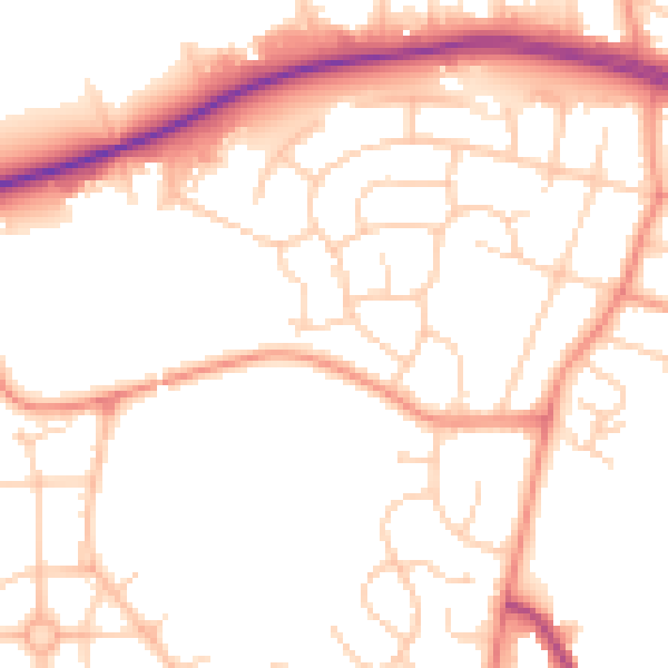 Daytime road noise heatmap for LS16 5ED