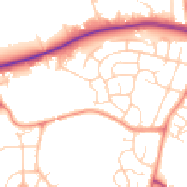 Daytime road noise heatmap for LS16 5EE