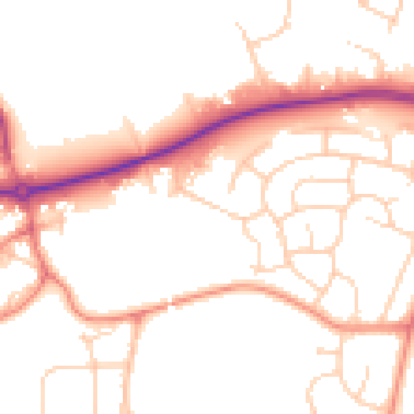 Daytime road noise heatmap for LS16 5EG