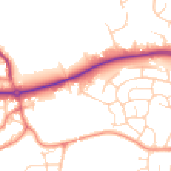Daytime road noise heatmap for LS16 5EQ