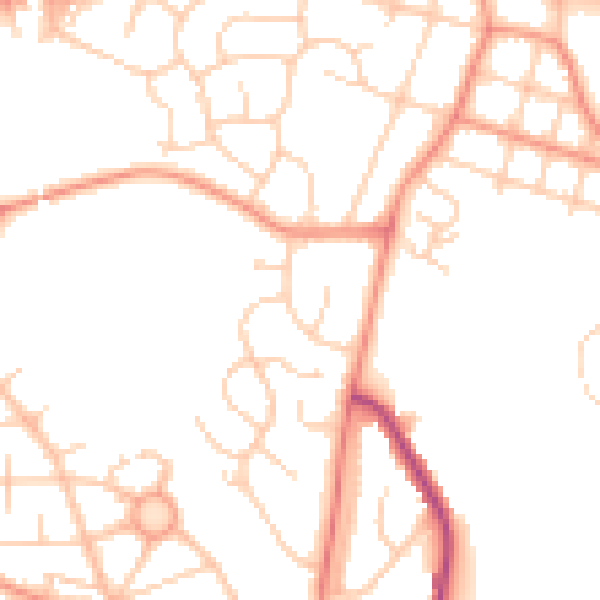 Daytime road noise heatmap for LS16 5HB