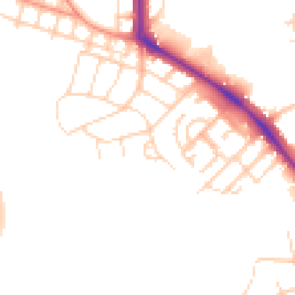 Daytime road noise heatmap for LS16 5HN