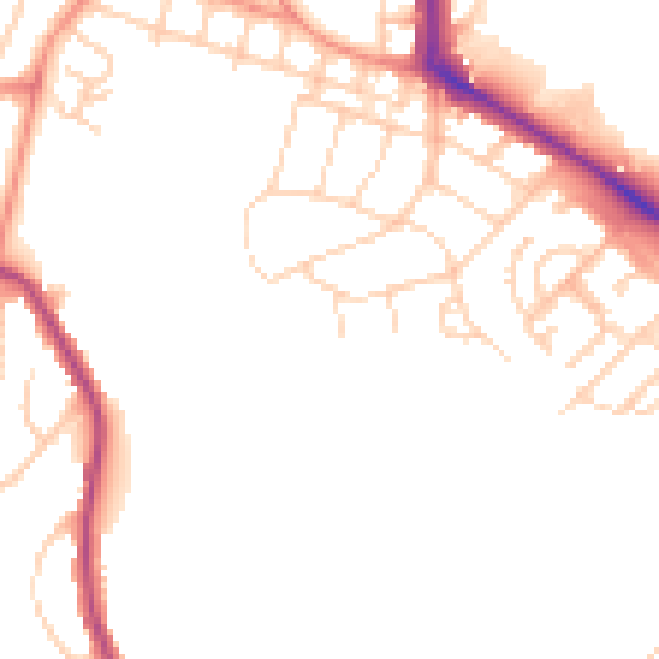 Daytime road noise heatmap for LS16 5HS