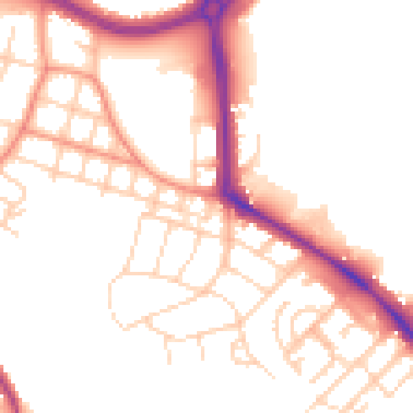 Daytime road noise heatmap for LS16 5JF