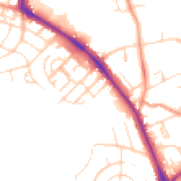 Daytime road noise heatmap for LS16 5JZ
